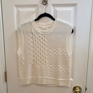 Cream Cream Cable Knit Sleeveless Sweater
